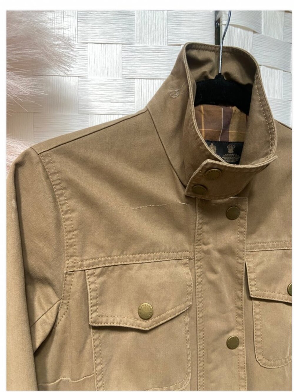 Barbour Brown Military Style Zip Snap Button Jacket Size 4 US - Picture 2 of 11